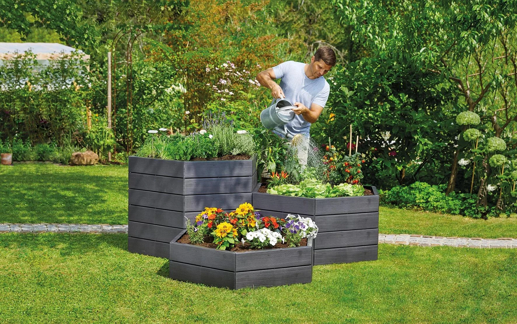 Exaco Hexagonal Raised Garden Bed Planter 3 Exaco Hexagonal Raised Garden Bed Planter