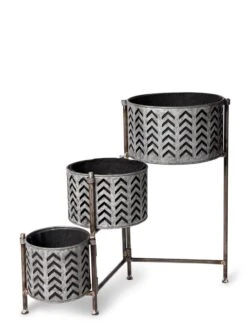 Galvanized Grow Bag Triple Planters With Stand -Garden Care Tools Sales 8609180 4812 tif