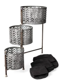 Galvanized Grow Bag Triple Planters With Stand -Garden Care Tools Sales 8609180 4817 tif