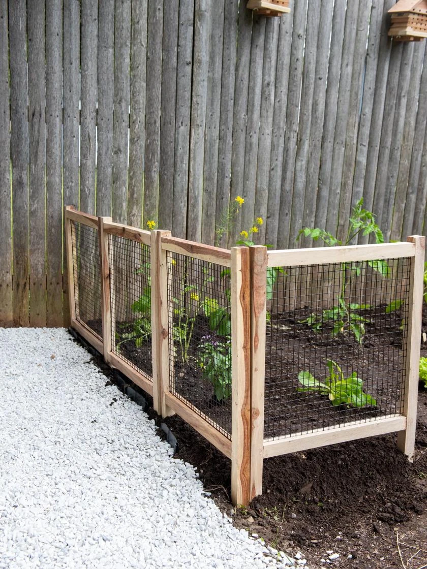 Wood And Wire Critter Fence, Set Of 4 2 Wood And Wire Critter Fence, Set Of 4