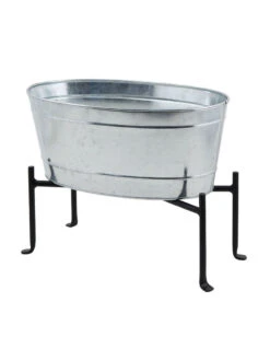 Achla Designs Mini Oval Galvanized Tub With Folding Stand -Garden Care Tools Sales 8612906 03v